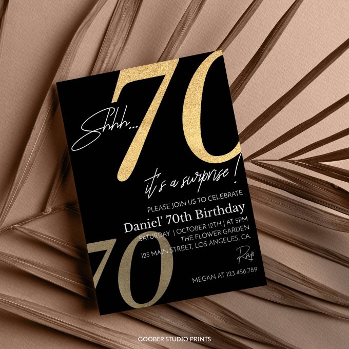 Modern 70th Birthday Invitation