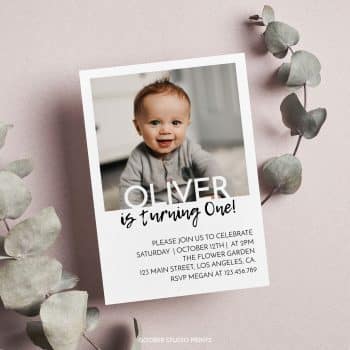 Minimal Birthday Photo Invitation