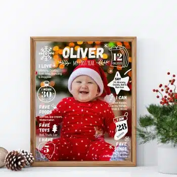 Minimal Christmas Birthday Milestone Photo Poster