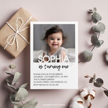 Minimalist Birthday Photo Invitation