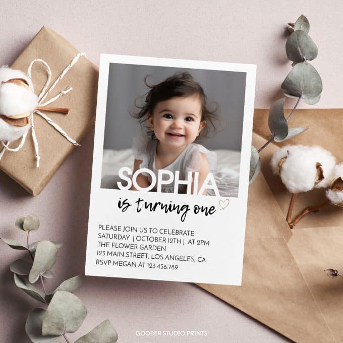 Minimalist Birthday Photo Invitation - Image 3
