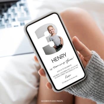 Modern Kids 3rd Birthday Evite