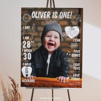 Minimalist Birthday Milestone Photo Poster