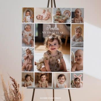 Modern Minimal Birthday Milestone Photo Collage