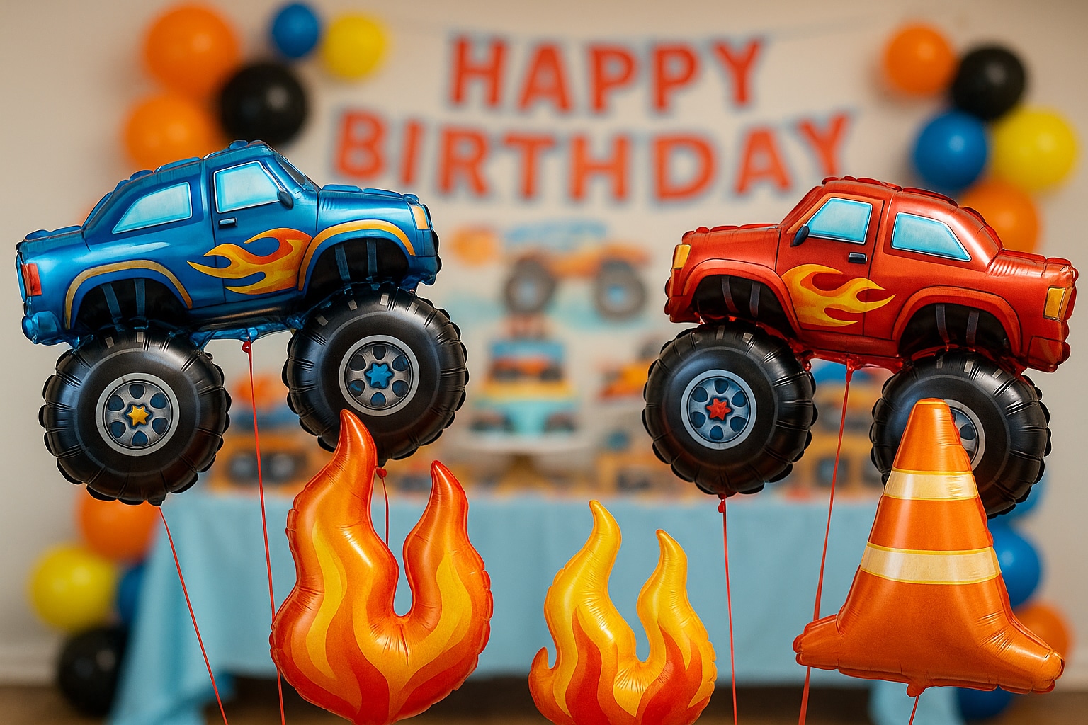monster truck birthday balloons