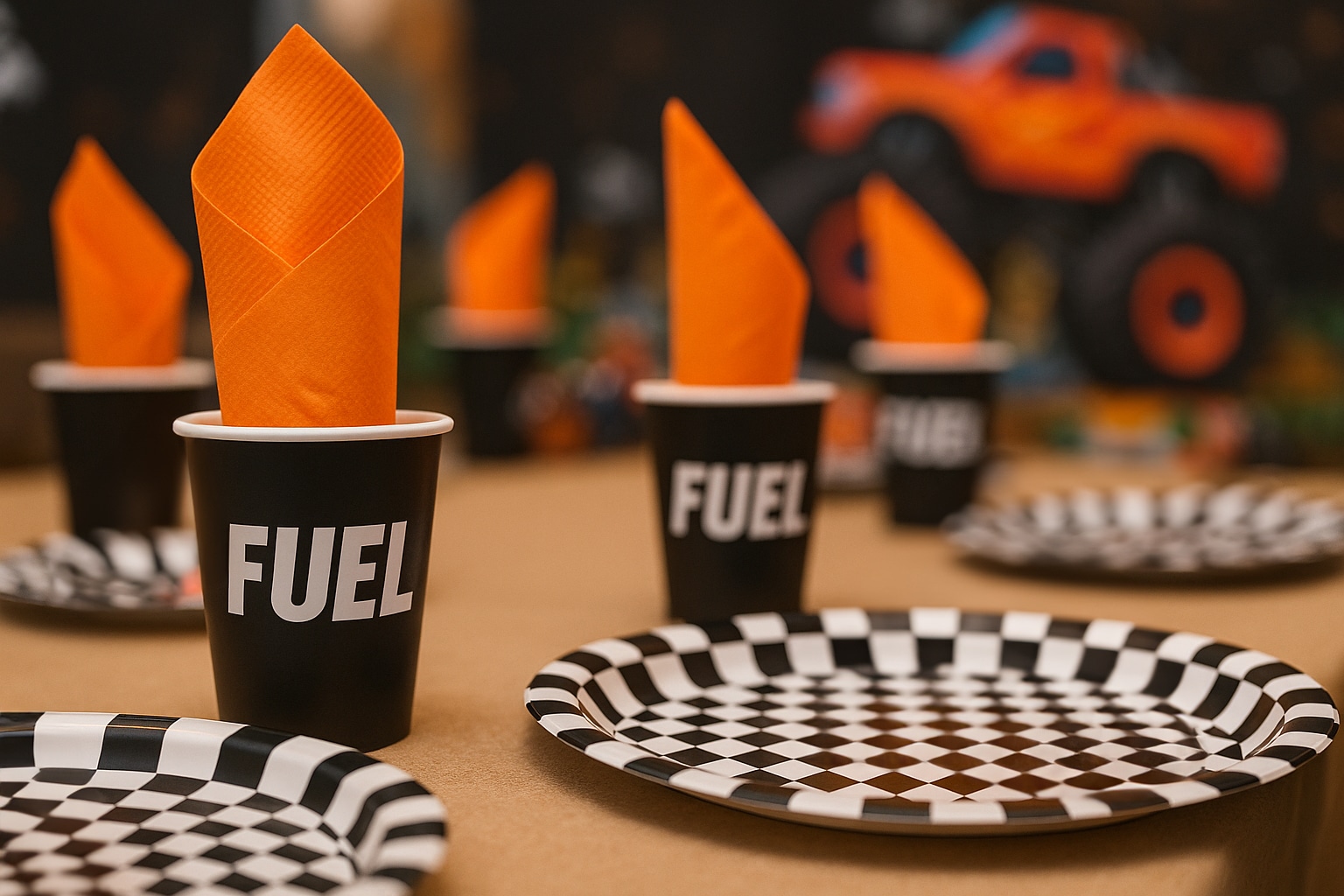 monster truck birthday table decorations