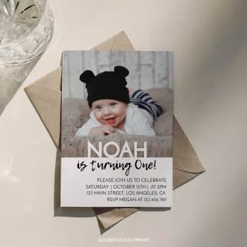 Modern Simple Birthday Photo Invitation