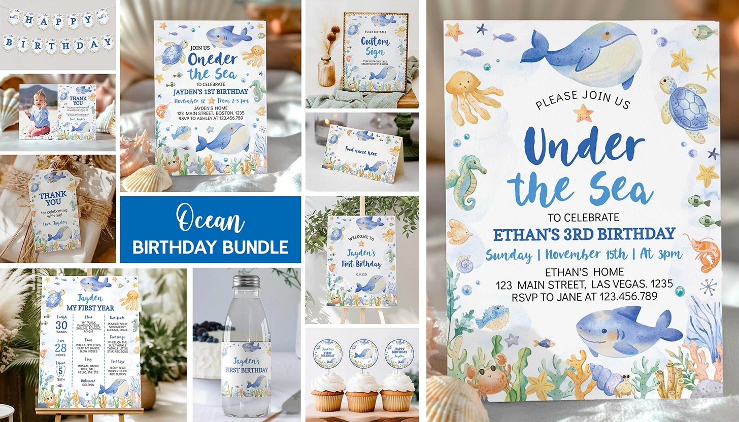 under the sea birthday party printable decorations
