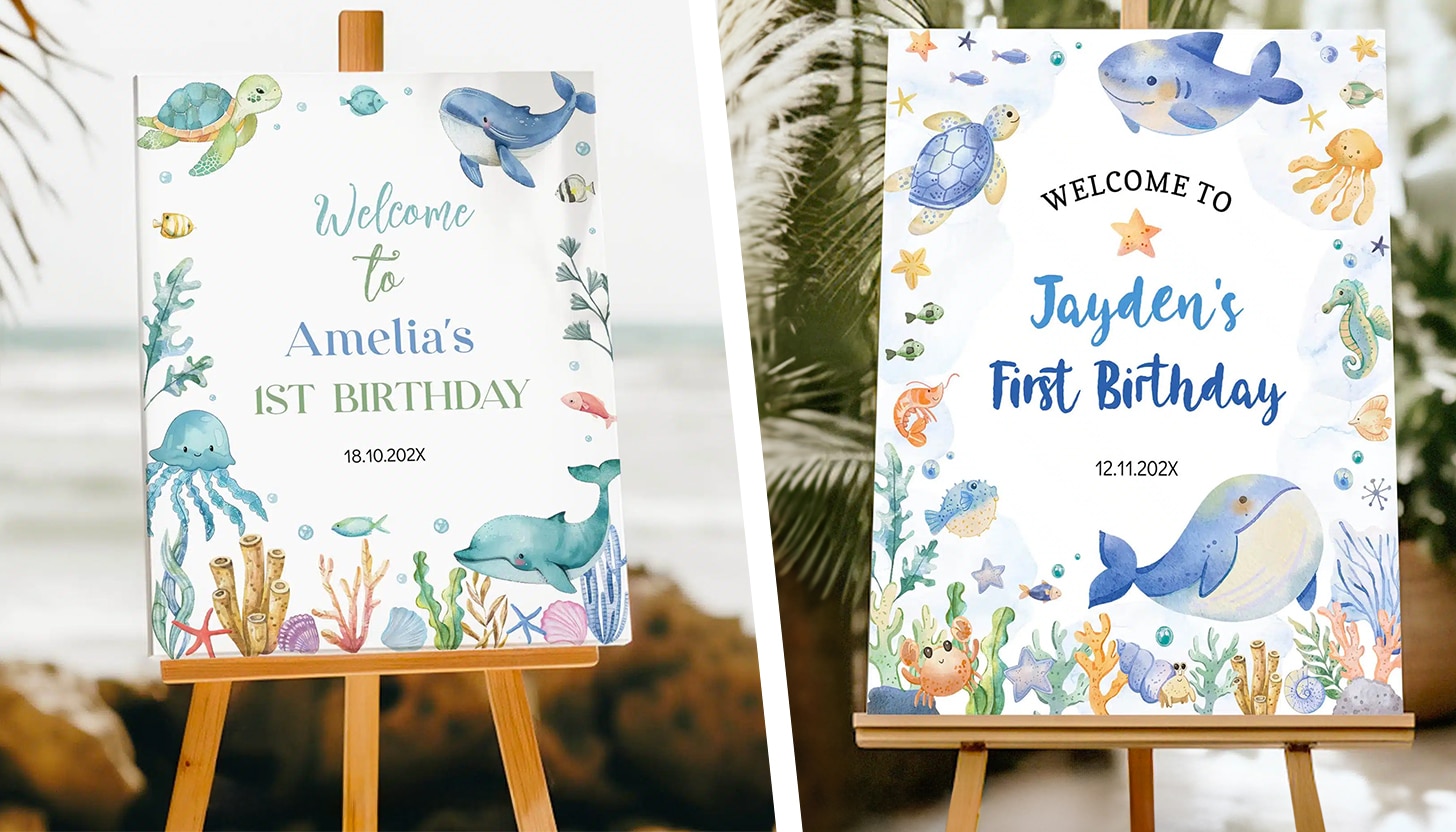 under the sea birthday welcome signs