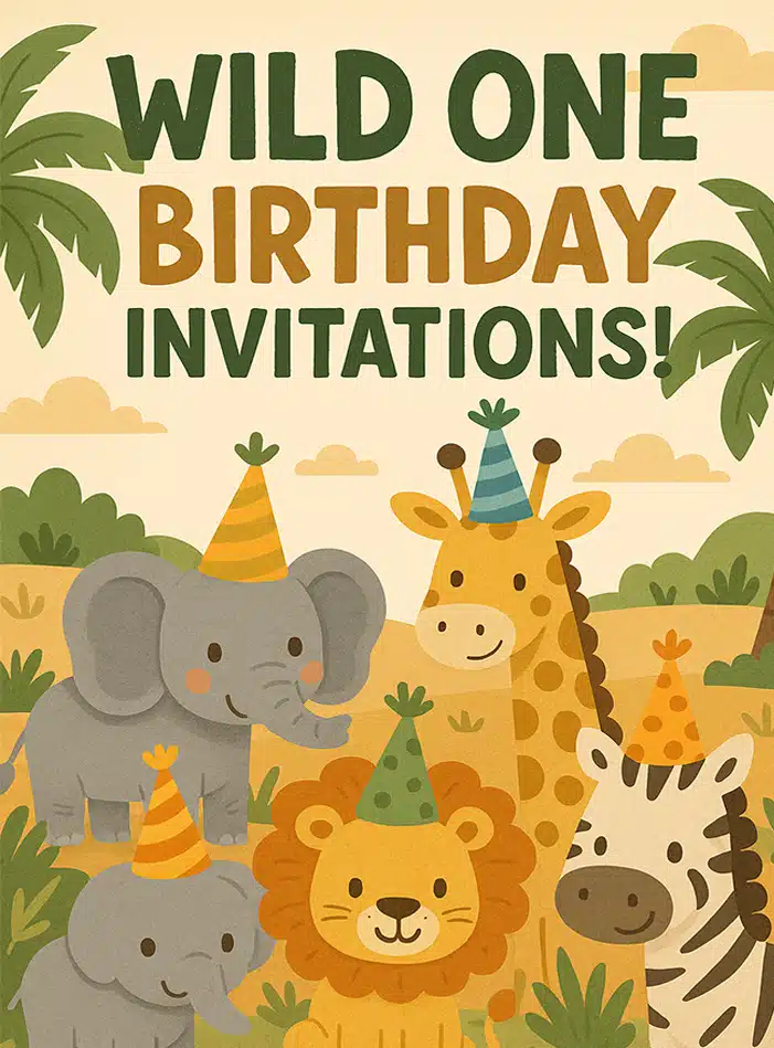 wild one birthday invitations template for kids