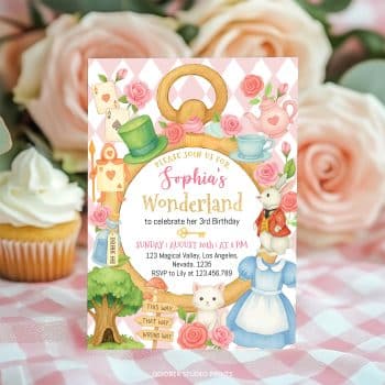 Alice Tea Party Birthday Invitation