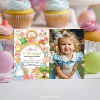 Alice in Onederland 1st Birthday Photo Invitation
