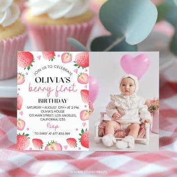 Berry First Birthday Photo Invitation