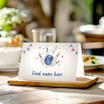 Bowling Birthday Party Food Tent Cards