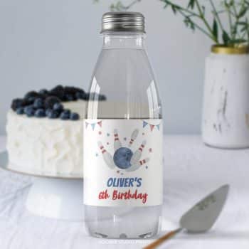 Bowling Birthday Party Water Bottle Label