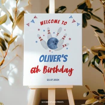 Bowling Birthday Party Welcome Sign