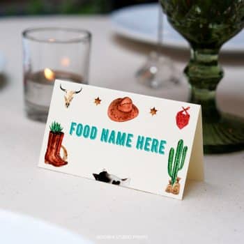 Cowboy Birthday Food Tent Cards