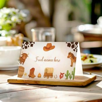 First Rodeo Birthday Food Tent Cards