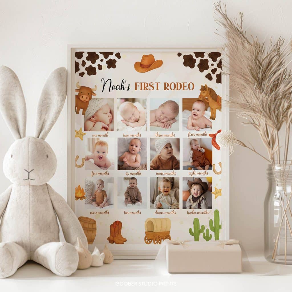First Rodeo Birthday Milestone Photo Collage - Goober Studio Prints