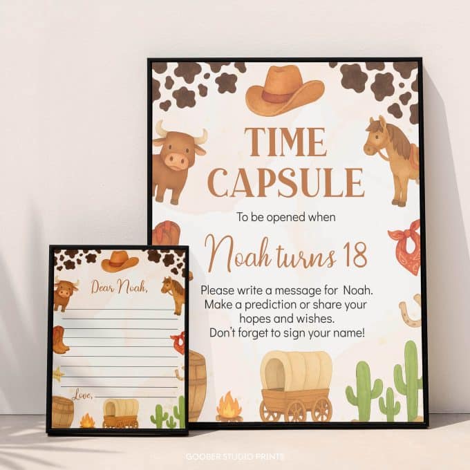 First Rodeo Birthday Time Capsule Sign & Card - Image 4