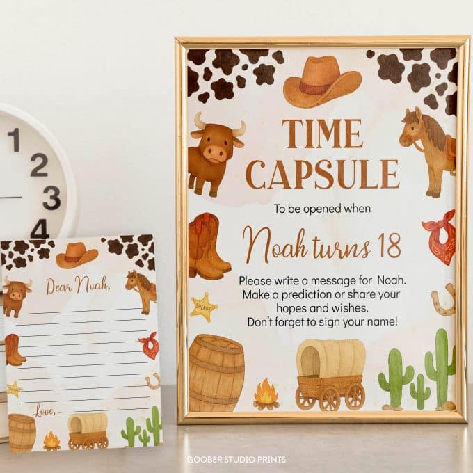 First Rodeo Birthday Time Capsule Sign & Card