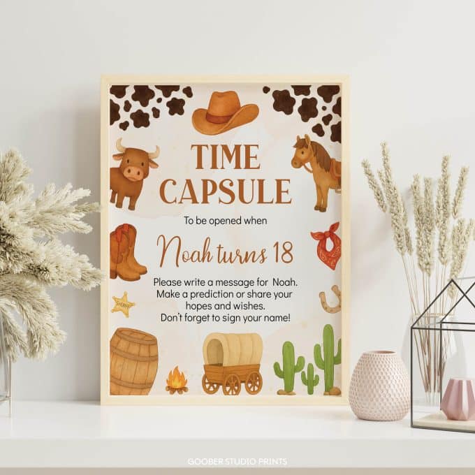 First Rodeo Birthday Time Capsule Sign & Card - Image 5