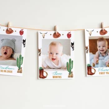 Cowboy Birthday Monthly Photo Banner