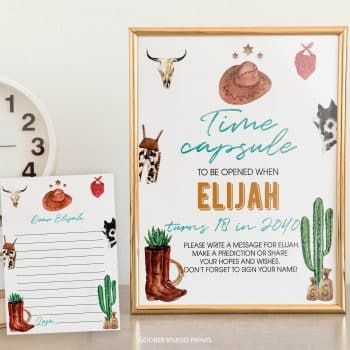 Cowboy Birthday Time Capsule Sign & Card