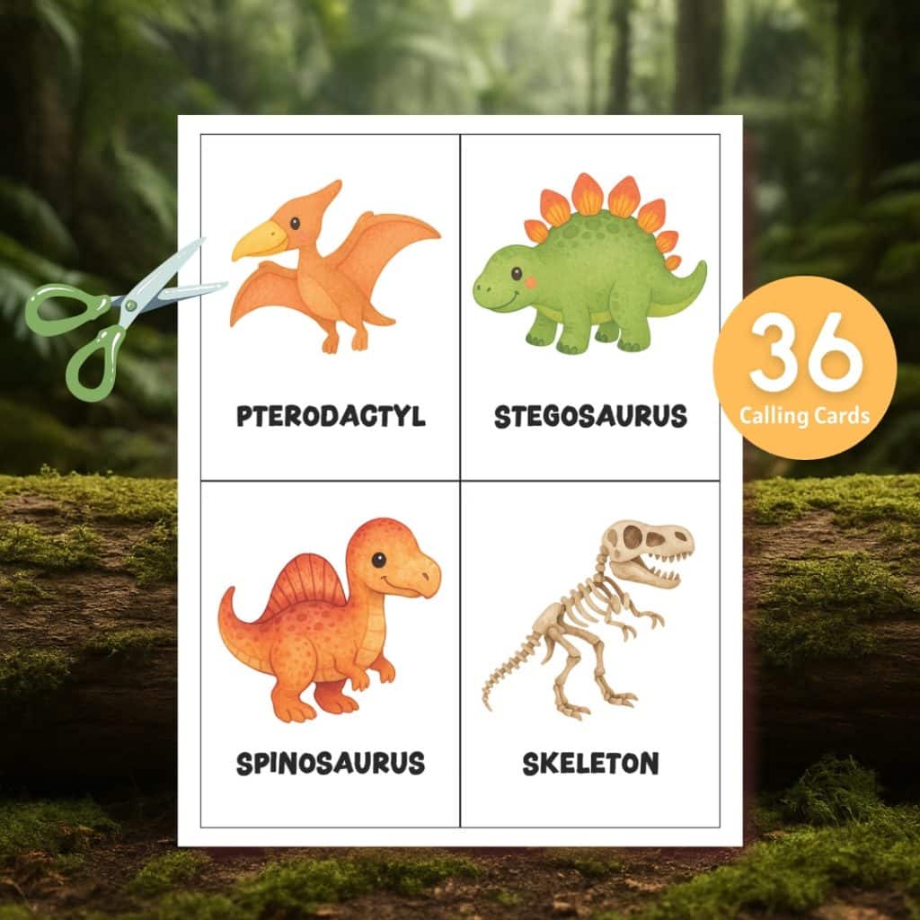 Dinosaur Bingo Printable Party Game - Goober Studio Prints