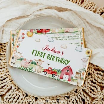 Farm Animals Birthday Party Chocolate Bar Wrappers
