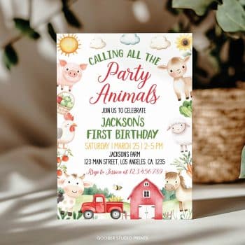 Barnyard Animals Birthday Party Invitation