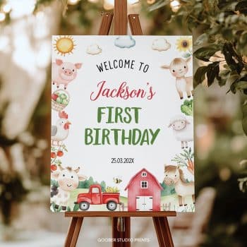 Farm Animals Birthday Party Welcome Sign