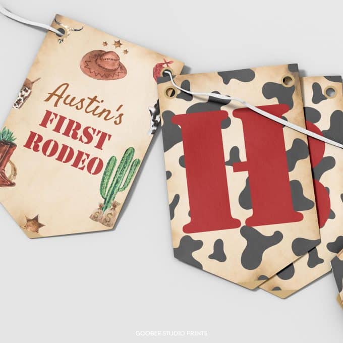 First Rodeo Paper Banner First Rodeo Birthday Banner - Goober Studio Prints
