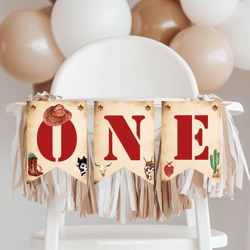 First Rodeo Birthday Highchair Banner - Goober Studio Prints