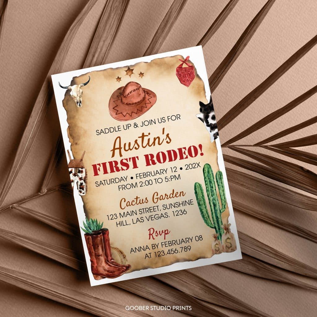 First Rodeo Birthday Invitation - Goober Studio Prints