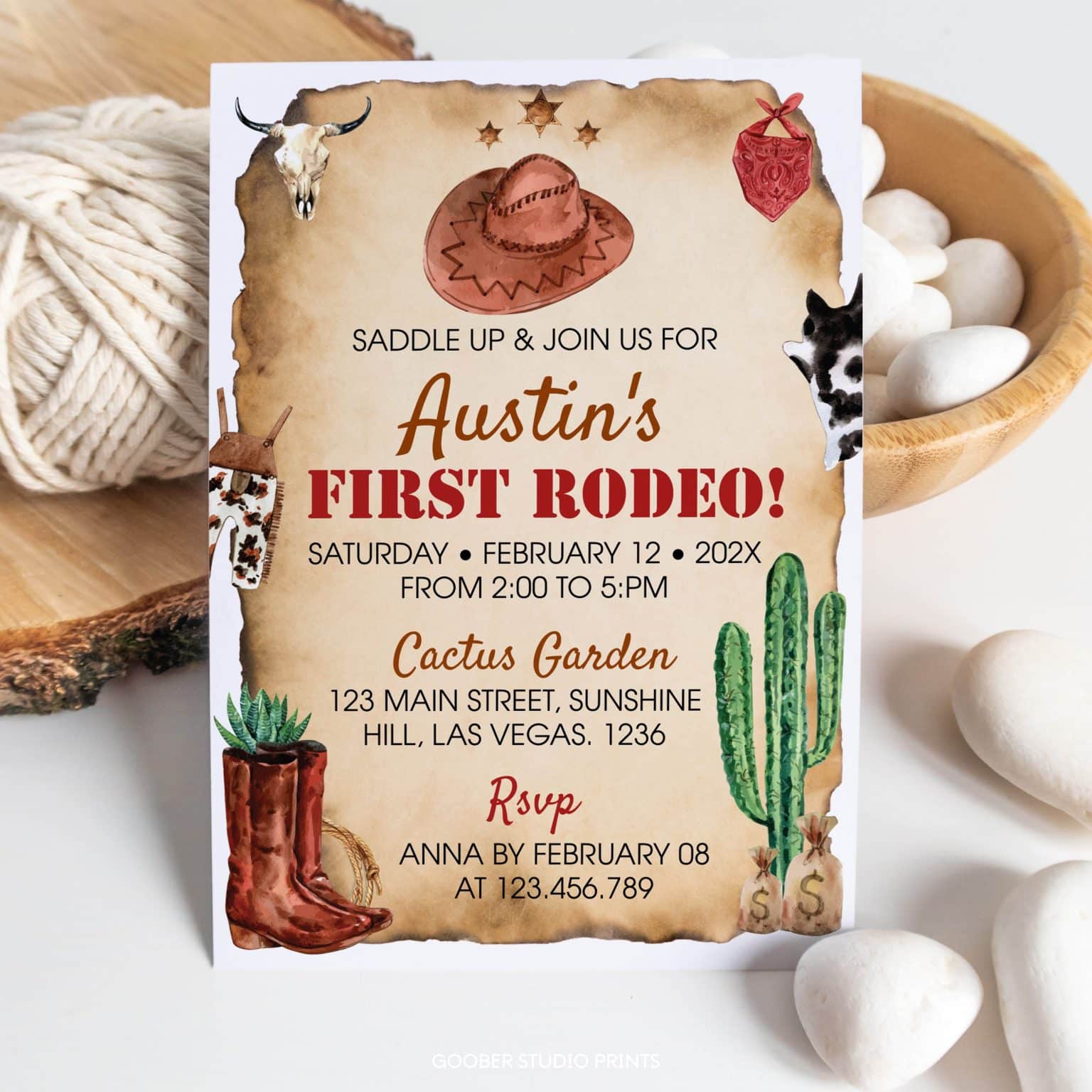 First Rodeo Birthday Invitation - Goober Studio Prints