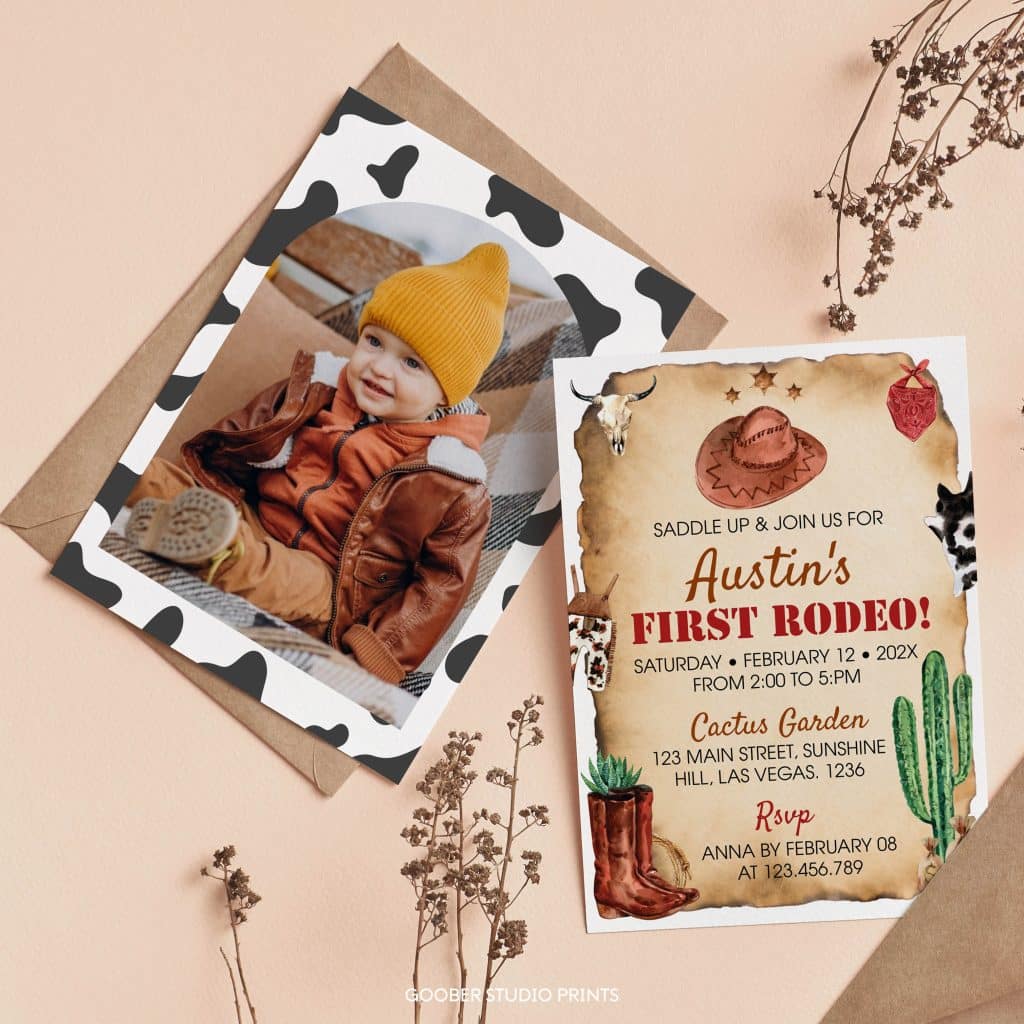 First Rodeo Birthday Invitation - Goober Studio Prints
