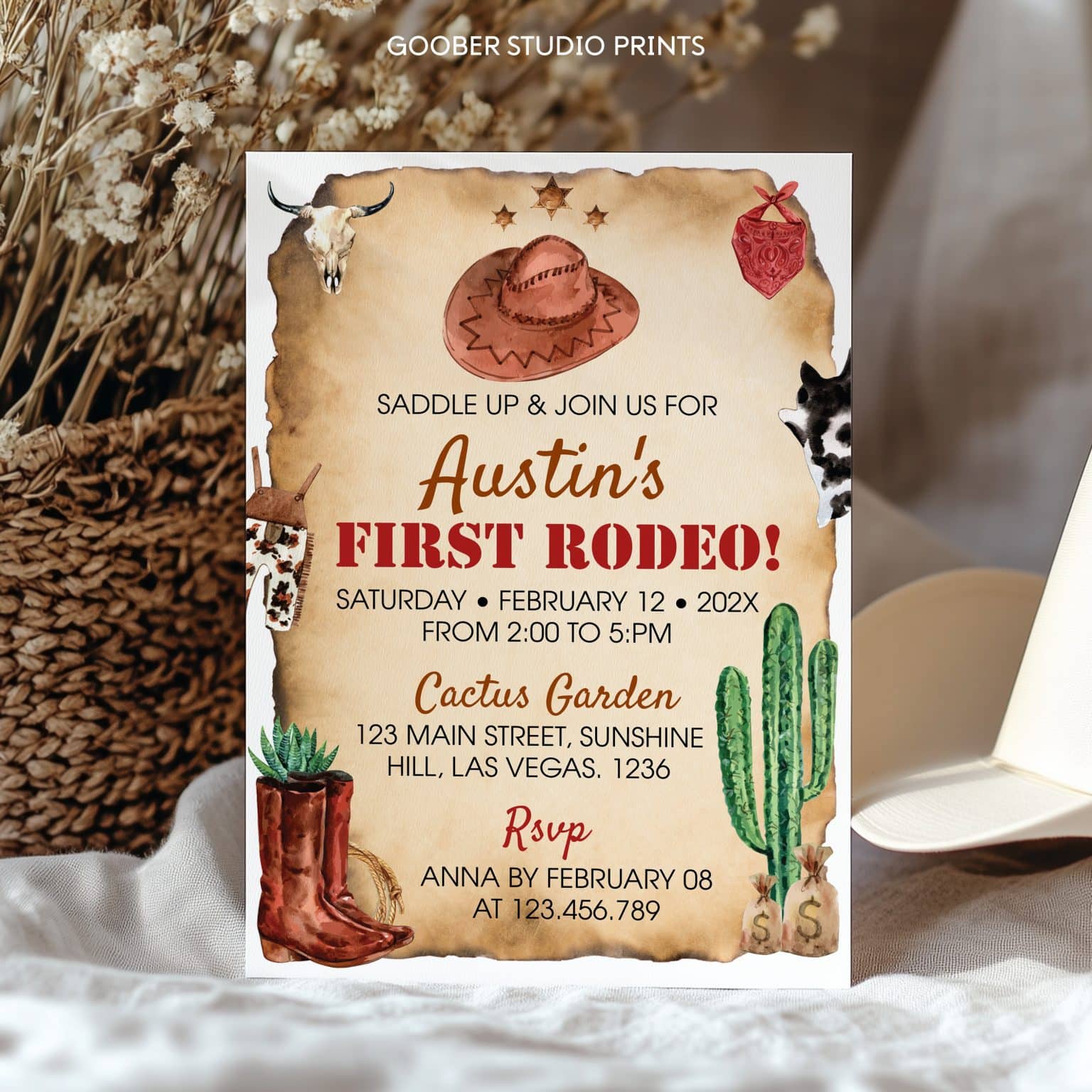 First Rodeo Birthday Invitation - Goober Studio Prints