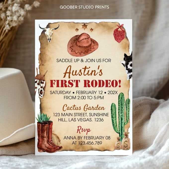 First Rodeo Birthday Invitation - Goober Studio Prints