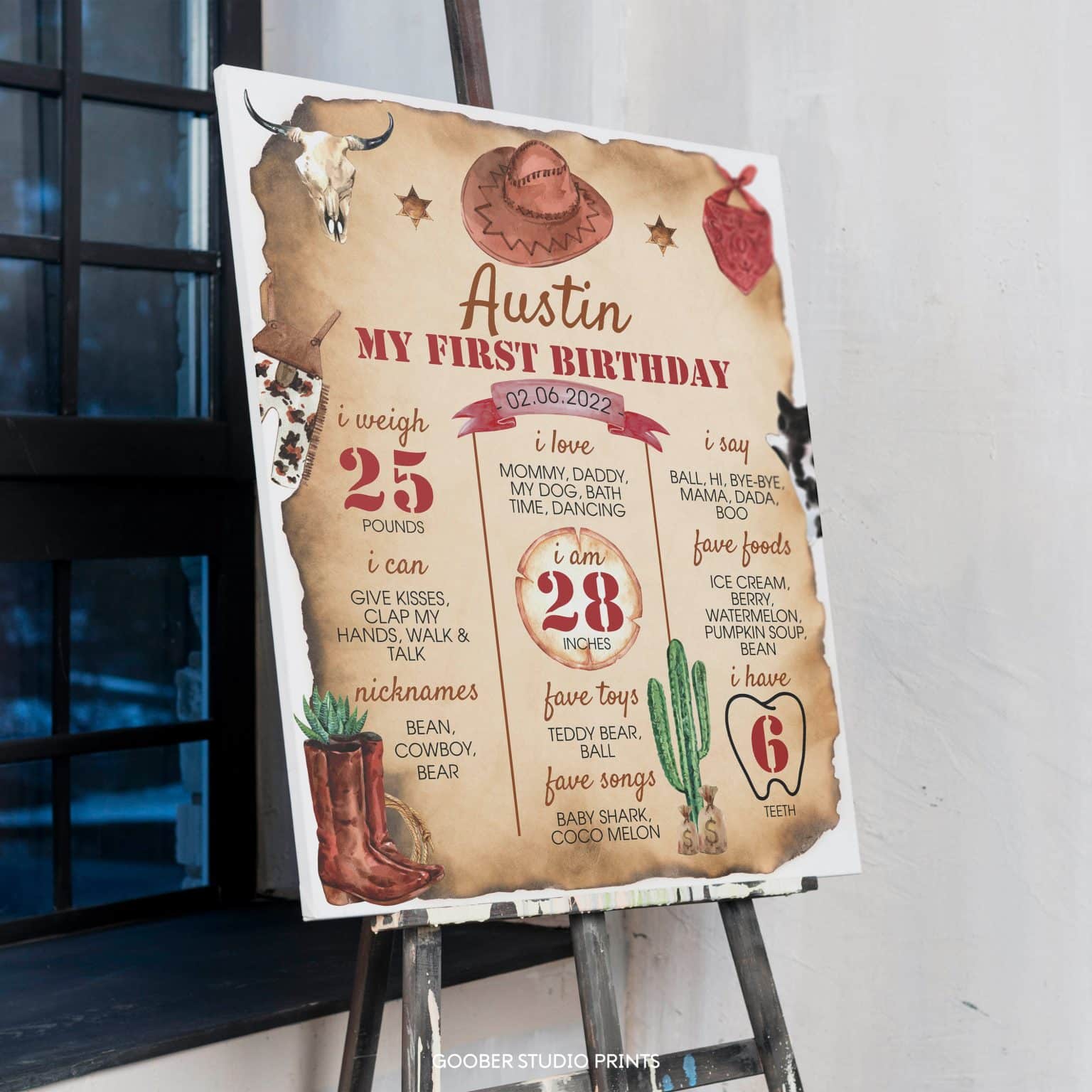 First Rodeo Birthday Milestone Poster - Goober Studio Prints