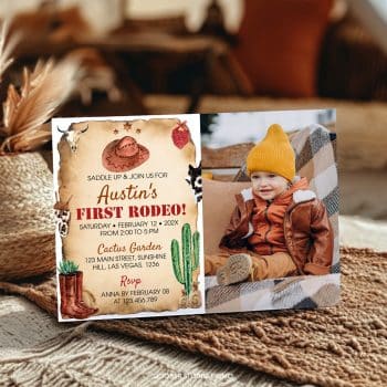First Rodeo Birthday Photo Invitation
