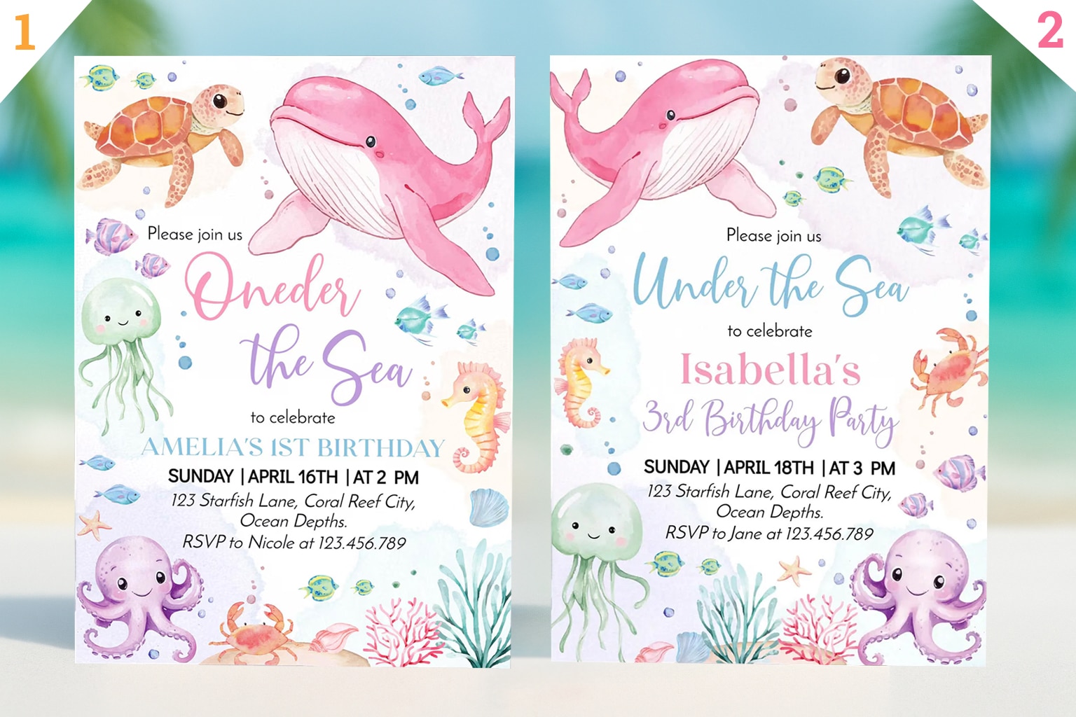 printable under the sea birthday invitation templates