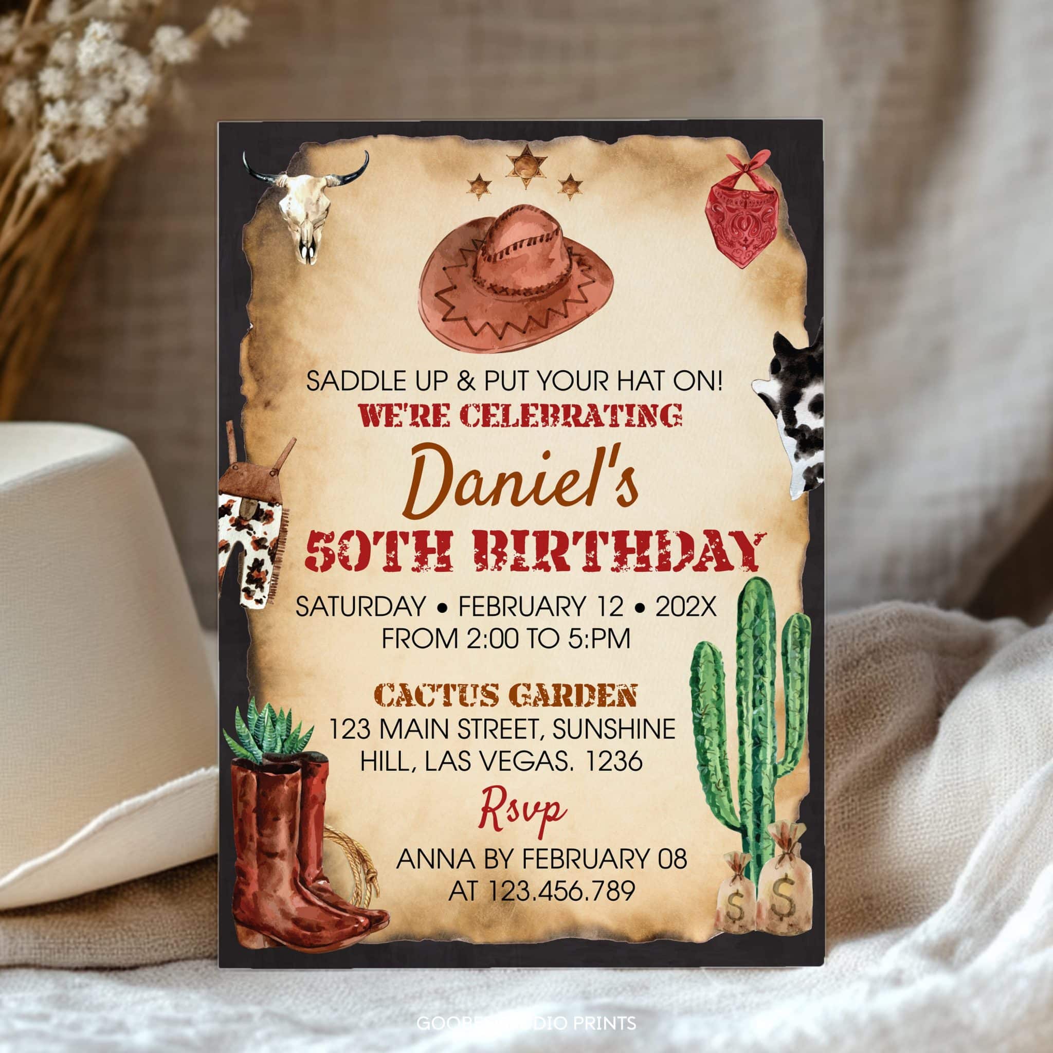 Rodeo Wild West Birthday Invitation - Goober Studio Prints, image size:2048x2048