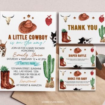 Cowboy Baby Shower Invitation Set