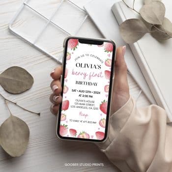 Strawberry Birthday Party Evite