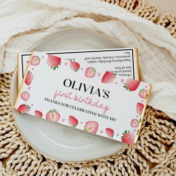 Strawberry Birthday Chocolate Bar Wrappers