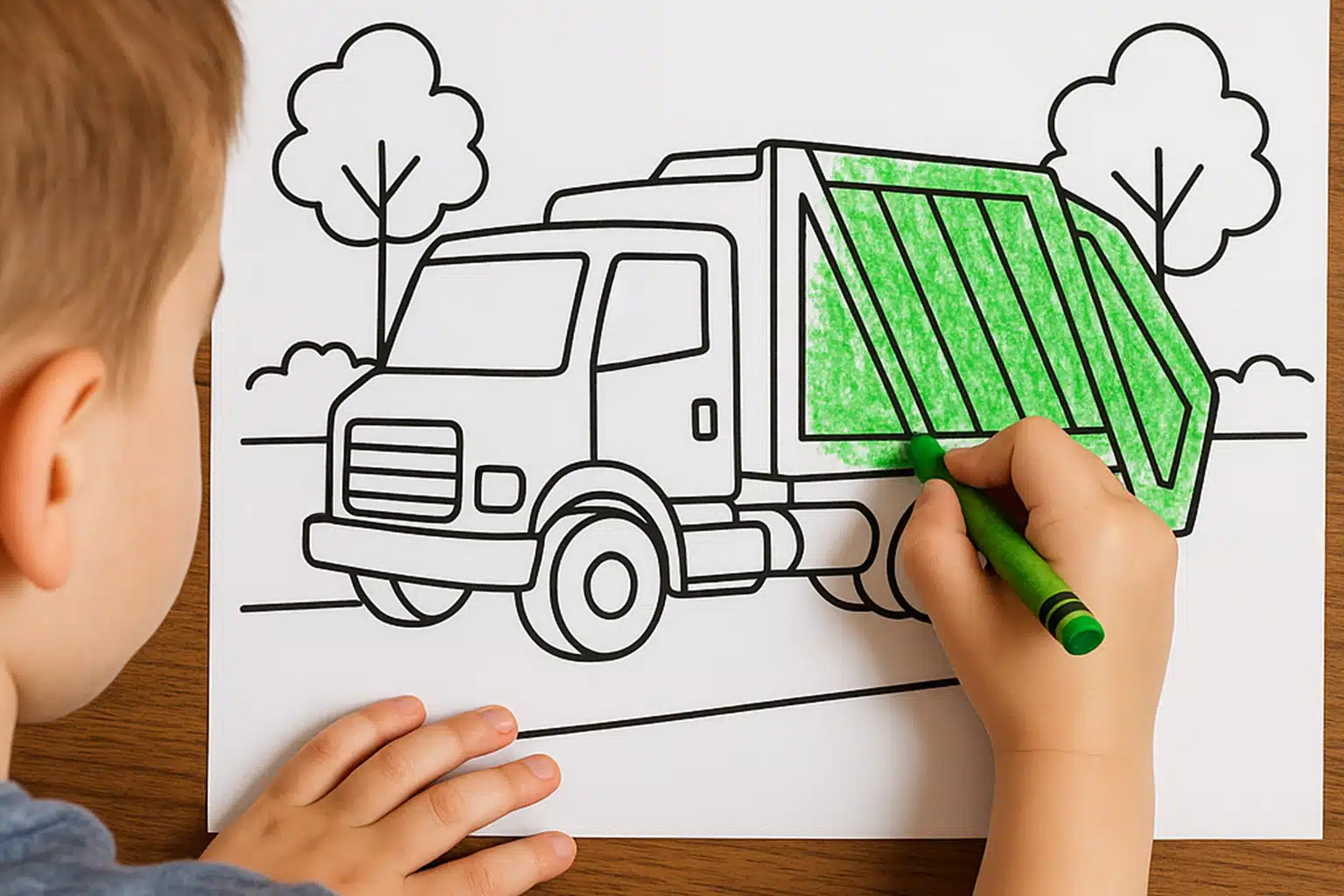 trash truck birthday coloring