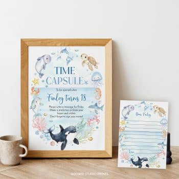 Under The Sea Birthday Time Capsule Sign & Card