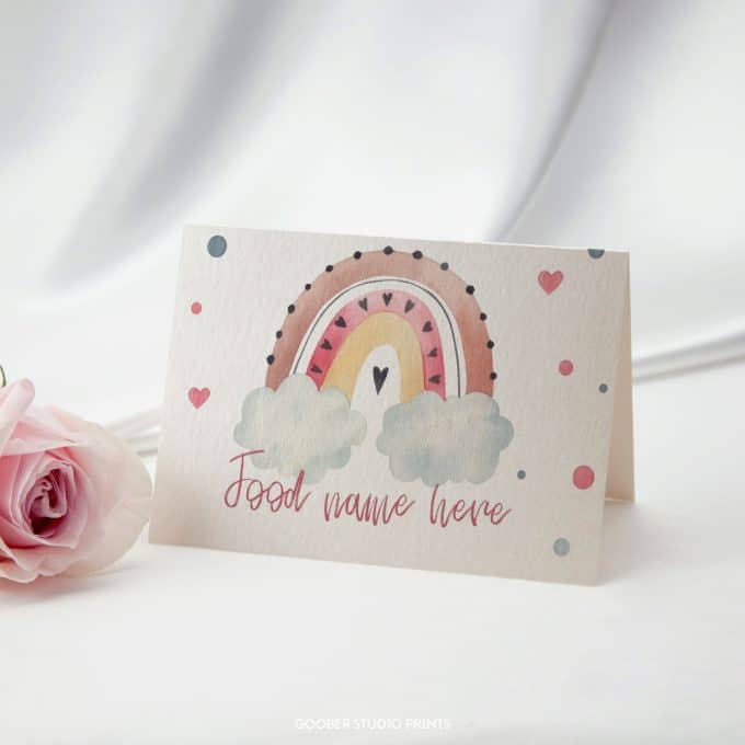 Boho Rainbow Birthday Food Tent Cards - Image 2