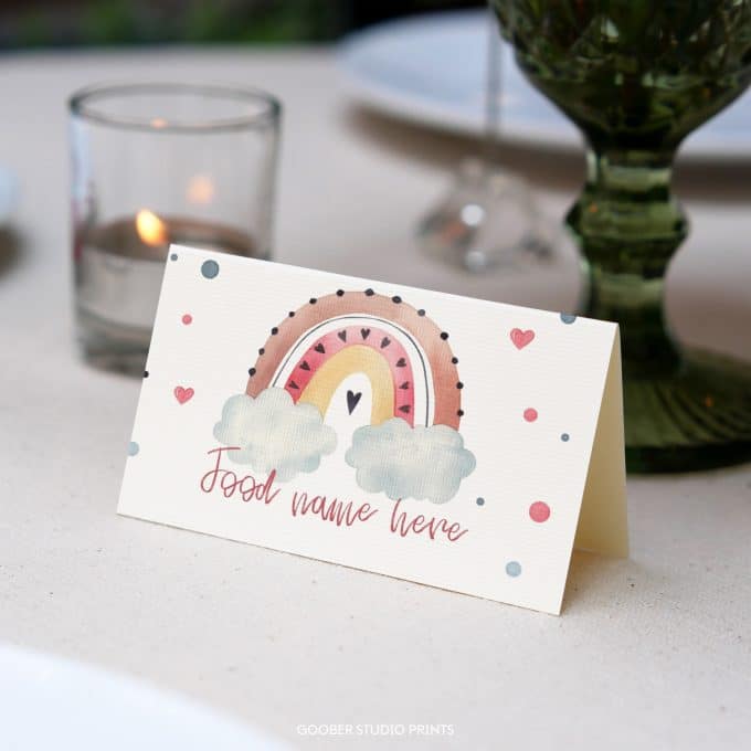 Boho Rainbow Birthday Food Tent Cards - Image 4